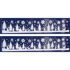 2x Stuks Velletjes Kerst  Raamstickers Sneeuw Landschap 58,5 cm