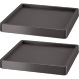 2x Stuks plantenonderzetters/multirollers vierkant antraciet kunststof 35 cm - Trolleys voor kamerplanten