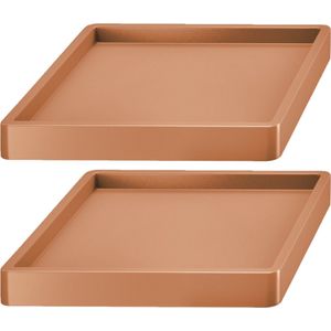 2x Stuks plantenonderzetters/multirollers vierkant terracotta kunststof 45 cm - Trolleys voor kamerplanten