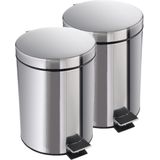 3x stuks RVS pedaalemmers 5 liter - Kleine prullenbakken