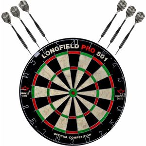 Dartbord set compleet van diameter 45.5 cm met 6x Black Arrow dartpijlen van 21 gram - Sporten darts