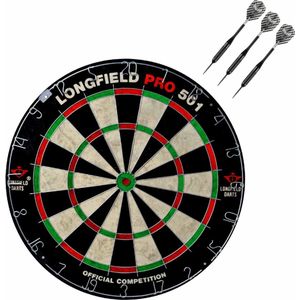 Dartbord set compleet van diameter 45.5 cm met 3x Black Arrow dartpijlen van 25 gram - Sporten darts