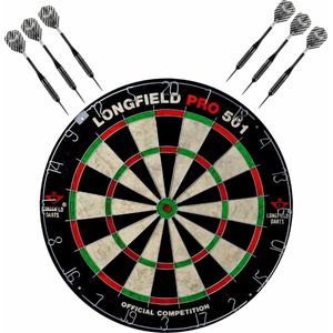 Dartbord set compleet van diameter 45.5 cm met 6x Black Arrow dartpijlen van 25 gram - Sporten darts