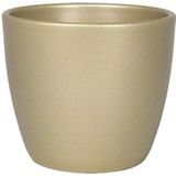 Groene ficus kunstplant 40 cm met plantenpot parelgoud D13.5 en H12.5 cm