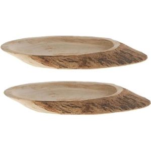 2x stuks woondecoratie ovale boomschijven van hout 31 cm - decoratief-figuur