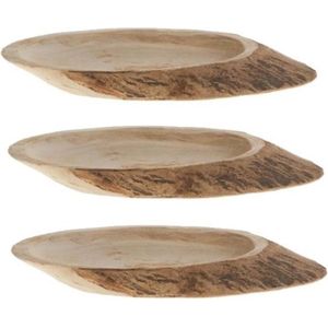 3x stuks woondecoratie ovale boomschijven van hout 31 cm - Boomschijven