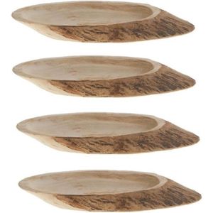 4x stuks woondecoratie ovale boomschijven van hout 31 cm - decoratief-figuur