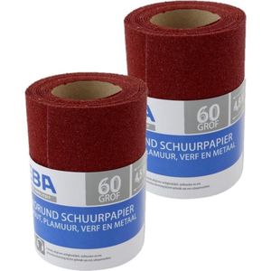 4x rollen Schuurpapier - Grof -  P60 - 110mm x 4,5 meter - Korrelgrofte 60 - Verf/klus materiaal benodigdheden