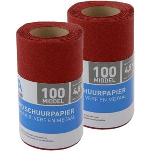 4x rollen Schuurpapier - Middel - P100 - 110mm x 4,5 meter - Korrelgrofte 100 - Verf/klus materiaal benodigdheden