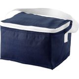 2x stuks kleine koeltas navy/wit 20 cm voor 6/sixpack blikjes - 3,5 liter - Koelboxen/koeltassen - Lunchtrommel