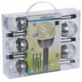 Set van 10x stuks solar tuinlampen/prikspots bol op zonne-energie 36 cm - Prikspots tuinverlichting van glas