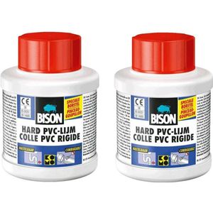 2x potjes Bison hard PVC lijm 100 ml - Montage lijmen - Watervaste lijm