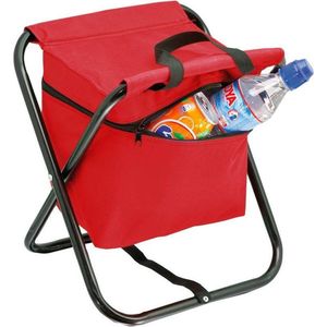 Opvouwbare stoel met koeltas rood 26 x 34 x 32 cm - Campingstoelen - Opvouwbare stoelen - Koeltassen