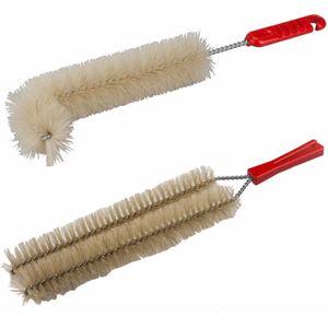 Radiatorborstel Set - L-vorm - Dubbele Borstel - Kunststof - Beige