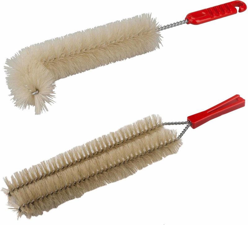 Radiatorborstel Set - L-vorm - Dubbele Borstel - Kunststof - Beige