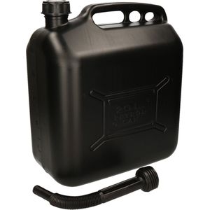 Jerrycan / benzinetank brandstof - 20 liter - zwart met trechter - Jerrycan voor brandstof