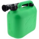 2x stuks jerrycans zwart en groen voor brandstof - 5 liter - inclusief schenktuit - benzine / diesel