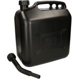 3x stuks jerrycans zwart voor brandstof - 5-10-20 liter - inclusief schenktuit - benzine / diesel