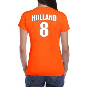 Oranje supporter t-shirt - rugnummer 8 - Holland Nederland fan shirt kleding voor dames