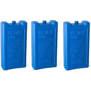 5x stuks koelelementen 1 liter 12 x 22 cm blauw - Koelblokken/koelelementen voor koeltas/koelbox