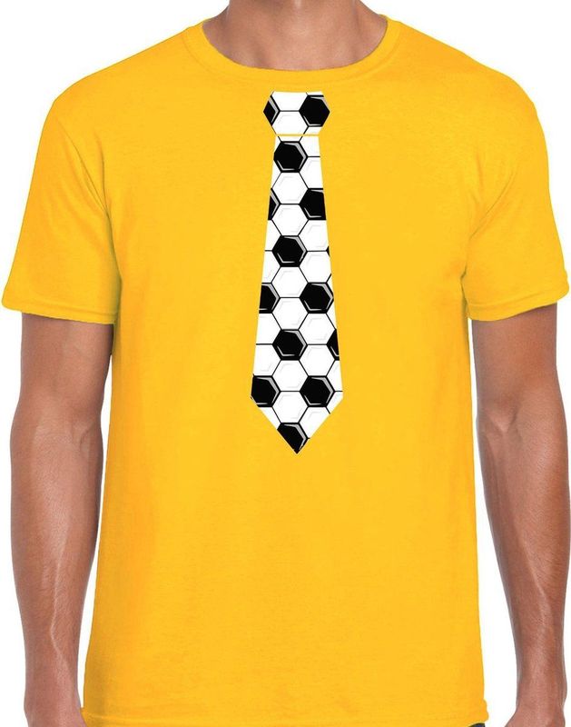Geel fan t-shirt voor heren - voetbal stropdas - Voetbal supporter - EK WK shirt outfit