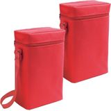Set van 2x stuks kleine koeltassen voor flessen rood 19 x 34 x 10 cm 6 liter - Koeltassen