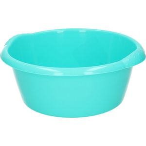 Kleine ronde afwasteil/afwasbak turquoise blauw 3 liter 25 x 10,5 cm - Kunststof/plastic schoonmaakemmer/sopemmer teiltje