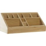Pennenbakje of make-up organizer van bamboe hout met formaat 23 x 9 x 9.5 cm