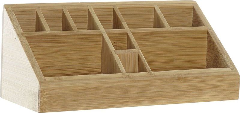 Pennenbakje of make-up organizer van bamboe hout met formaat 23 x 9 x 9.5 cm