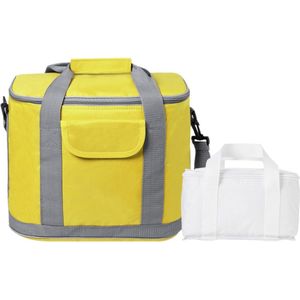 Koeltassen set draagtas/schoudertas geel/wit 22 en 4 liter - Koeltassen