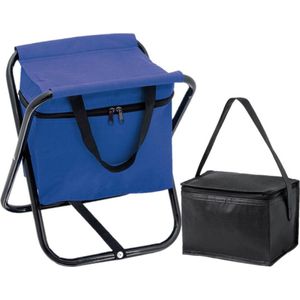 Opvouwbare stoel met ingebouwde koeltas en extra kleine koeltas blauw/zwart - Campingstoelen - Opvouwbare stoelen - Koeltassen