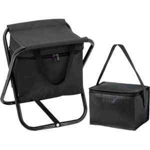 Opvouwbare stoel met ingebouwde koeltas en extra kleine koeltas zwart - Campingstoelen - Opvouwbare stoelen - Koeltassen