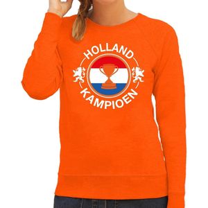 Bellatio Decorations - Oranje Fan Sweater - Katoen - Holland Kampioen Met Beker