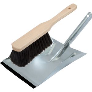 Shoppartners - Stoffer en Blik - Zilver - Metaal met Rubber Lip