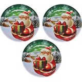 1x stuks metalen kerst kinderbordjes/borden met kerstman 26 cm - Kerstservies voor kinderen - Bordjes - kerstversiering
