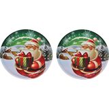 1x stuks metalen kerst kinderbordjes/borden met kerstman 26 cm - Kerstservies voor kinderen - Bordjes - kerstversiering