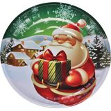 1x stuks metalen kerst kinderbordjes/borden met kerstman 26 cm - Kerstservies voor kinderen - Bordjes - kerstversiering