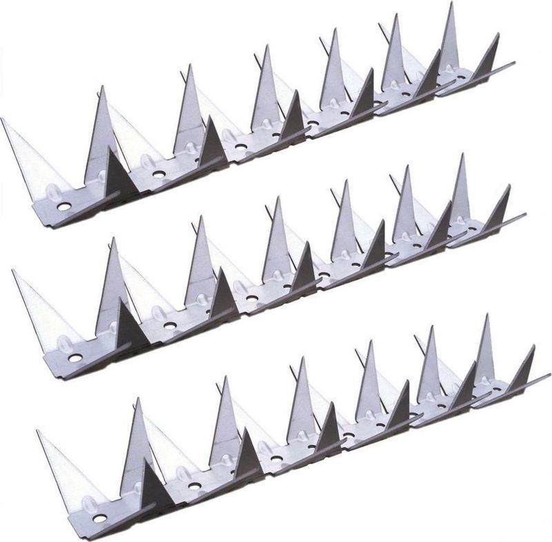 3x stuks metalen anti klimstrips met scherpe punten - 1 meter - anti inbraak / katten / vogel pinnen