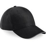 6-panel baseballcap zwart/grijs voor volwassenen
