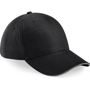 6-panel baseballcap zwart/grijs voor volwassenen - Petten