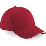 6-panel baseballcap rood/wit voor volwassenen