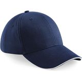 6-panel baseballcap navy blauw/wit voor volwassenen
