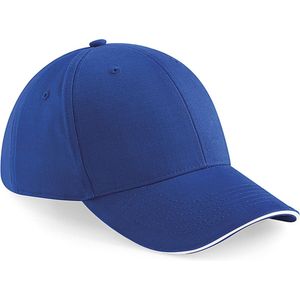 6-panel baseballcap kobalt blauw/wit voor volwassenen - Petten