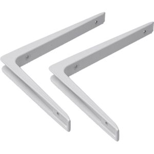 8x stuks plankdrager / plankdragers aluminium wit 30 x 20 cm - schapdragers - planksteunen