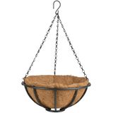 2x stuks metalen hanging baskets / plantenbakken met ketting 30 cm inclusief kokosinlegvel