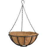2x stuks metalen hanging baskets / plantenbakken met ketting 35 cm inclusief kokosinlegvel - Plantenbakken