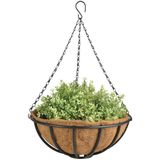 2x stuks metalen hanging baskets / plantenbakken met ketting 35 cm inclusief kokosinlegvel