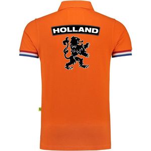 Luxe Holland supporter poloshirt - 200 grams katoen - heren - oranje met leeuw - Nederland fan / EK / WK polo shirt / kleding XXL