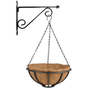 Hanging basket 30 cm met  muurhaak - metaal - complete hangmand set