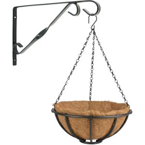 Hanging baskets 30 cm met muurhaak - Complete hangmand set van metaal